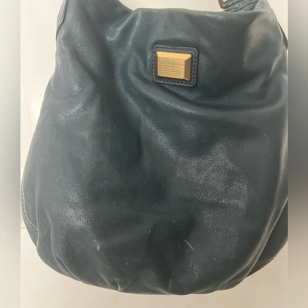 Marc Jacobs teal leather purse dust bag straps crossbody hobo hillier classic Q - Picture 4 of 9